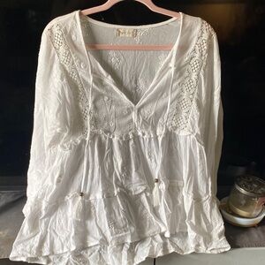 Elegant White Lace Women's Blouse